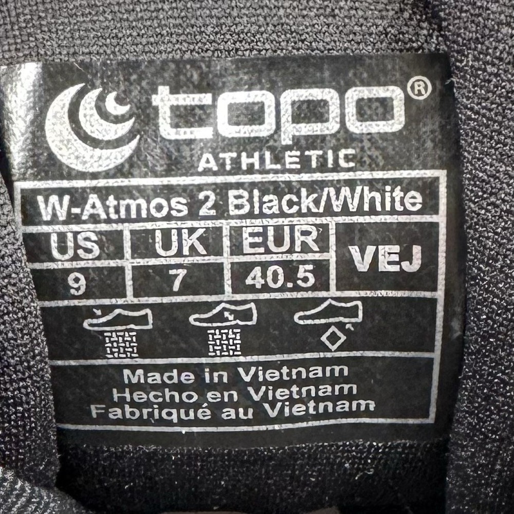 Topo Athletic Atmos 2 Womens Size 9 Black White Road Running Shoes 5mm Drop - Picture 13 of 13